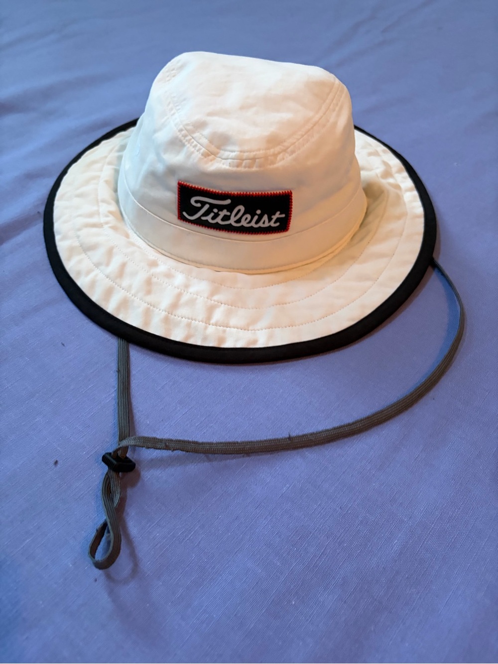 Titleist Cream Kids' Sun Hat with Black Trim and Chin Cord